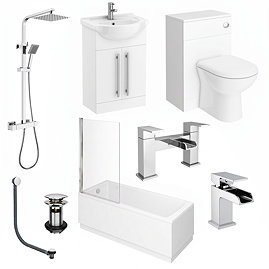 AquaSure Cove Waterproof Chrome Square Complete Bathroom Suite