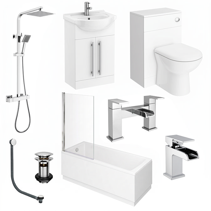 AquaSure Cove Waterproof Chrome Square Complete Bathroom Suite