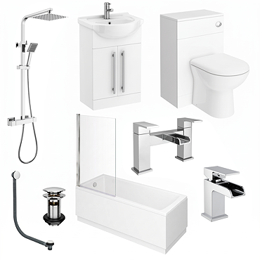 AquaSure Cove Waterproof Chrome Square Complete Bathroom Suite