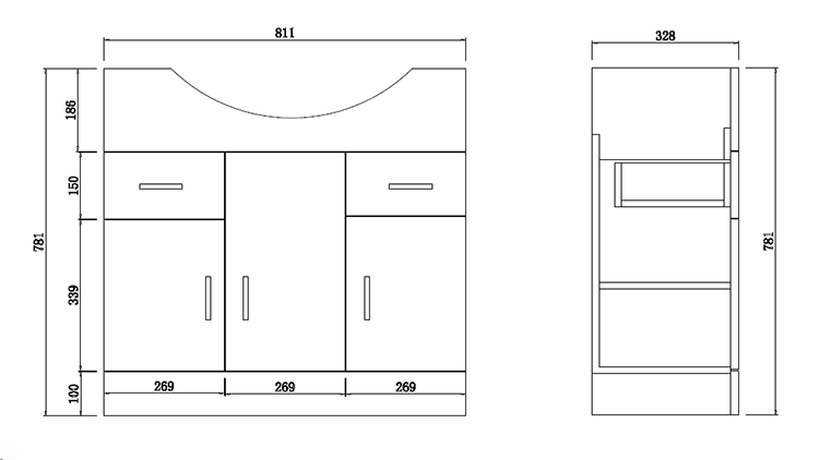 AquaSure Cove White PVC 850mm Vanity with WC Toilet Unit - 100% Waterproof