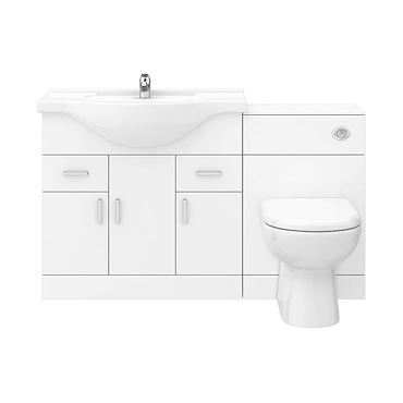 AquaSure Cove White PVC 850mm Vanity with WC Toilet Unit - 100% Waterproof