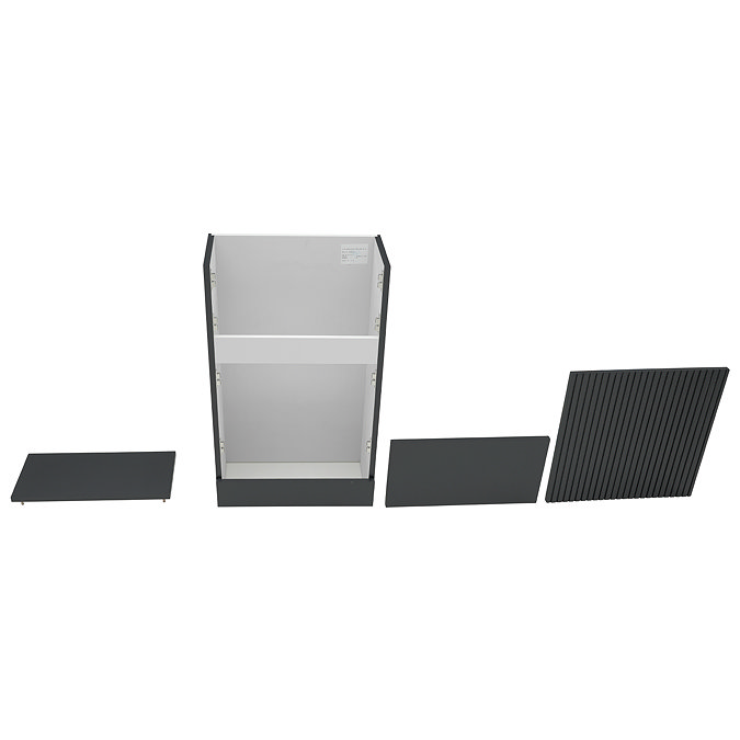 AquaSure Fluted 500mm PVC WC Unit Satin Dark Grey - 100% Waterproof
