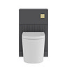 AquaSure Fluted Anthracite Complete Toilet Unit (Round Pan, Cistern, Brushed Brass Flush)