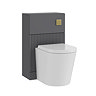AquaSure Fluted Anthracite Complete Toilet Unit (Round Pan, Cistern, Brushed Brass Flush)