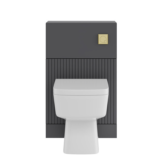 AquaSure Fluted Anthracite Complete Toilet Unit (Square Pan, Cistern, Brushed Brass Flush)