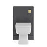 AquaSure Fluted Anthracite Complete Toilet Unit (Square Pan, Cistern, Brushed Brass Flush)
