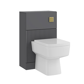 AquaSure Fluted Anthracite Complete Toilet Unit (Square Pan, Cistern, Brushed Brass Flush)