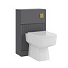 AquaSure Fluted Anthracite Complete Toilet Unit (Square Pan, Cistern, Brushed Brass Flush)