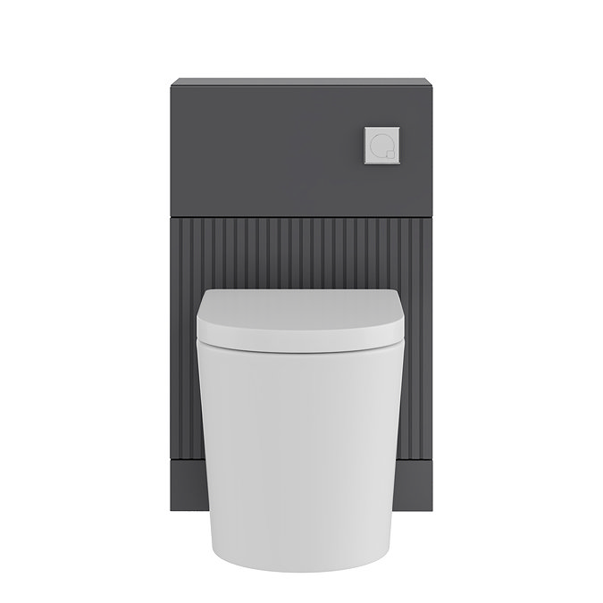 AquaSure Fluted Anthracite Waterproof PVC Complete Toilet Unit (Round Pan, Cistern, Chrome Flush)