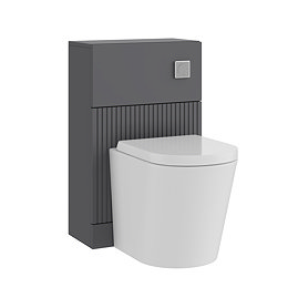 AquaSure Fluted Anthracite Waterproof PVC Complete Toilet Unit (Round Pan, Cistern, Chrome Flush)