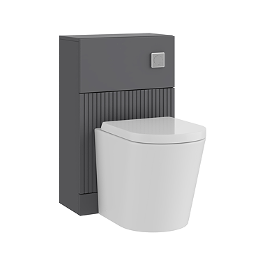 AquaSure Fluted Anthracite Waterproof PVC Complete Toilet Unit (Round Pan, Cistern, Chrome Flush)
