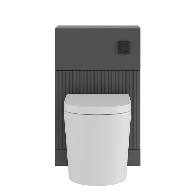 AquaSure Fluted Anthracite Waterproof PVC Complete Toilet Unit (Round Pan, Cistern, Matt Black Flush)