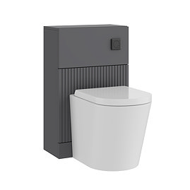 AquaSure Fluted Anthracite Waterproof PVC Complete Toilet Unit (Round Pan, Cistern, Matt Black Flush)