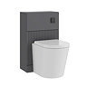 AquaSure Fluted Anthracite Waterproof PVC Complete Toilet Unit (Round Pan, Cistern, Matt Black Flush)