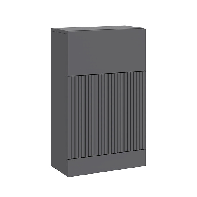 AquaSure Fluted Anthracite Waterproof PVC Complete Toilet Unit (Square Pan, Cistern, Chrome Flush)