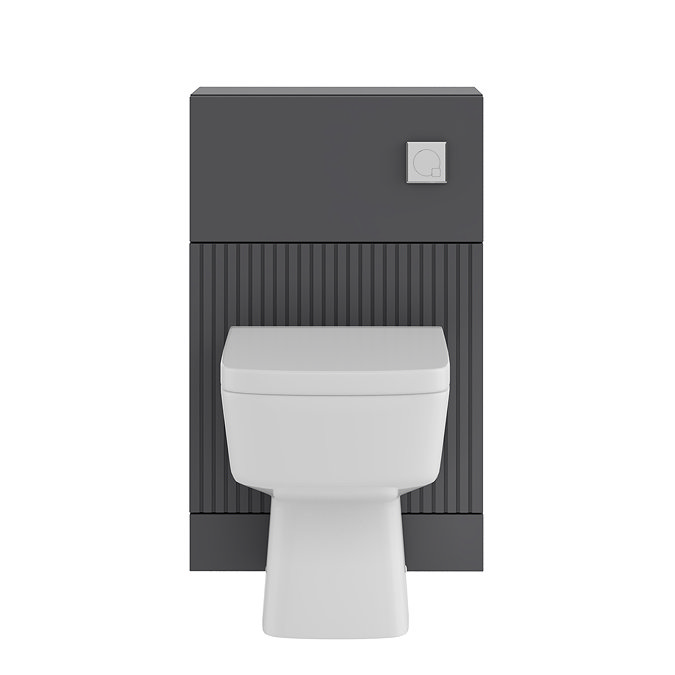 AquaSure Fluted Anthracite Waterproof PVC Complete Toilet Unit (Square Pan, Cistern, Chrome Flush)
