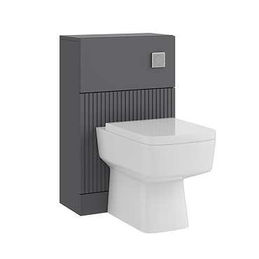 AquaSure Fluted Anthracite Waterproof PVC Complete Toilet Unit (Square Pan, Cistern, Chrome Flush)
