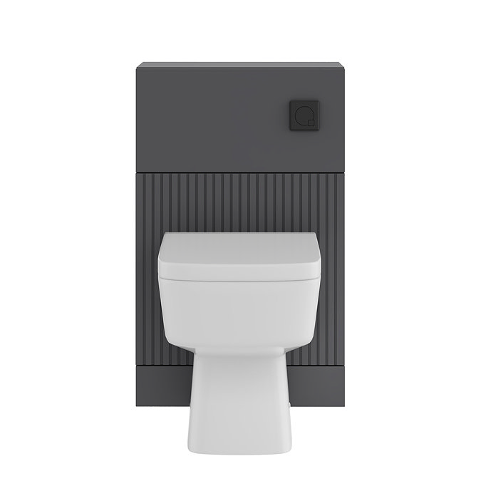 AquaSure Fluted Anthracite Waterproof PVC Complete Toilet Unit (Square Pan, Cistern, Matt Black Flush)