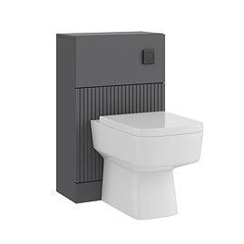 AquaSure Fluted Anthracite Waterproof PVC Complete Toilet Unit (Square Pan, Cistern, Matt Black Flush)