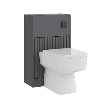 AquaSure Fluted Anthracite Waterproof PVC Complete Toilet Unit (Square Pan, Cistern, Matt Black Flush)