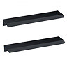 AquaSure Fluted Waterproof PVC Vanity Satin Dark Grey - 600mm with Matt Black Handles