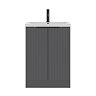 AquaSure Fluted Waterproof PVC Vanity Satin Anthracite - 600mm with Matt Black Handles