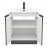 AquaSure Fluted Waterproof PVC Vanity Satin Anthracite - 600mm with Matt Black Handles