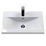 AquaSure Fluted Waterproof PVC Vanity Satin Dark Grey - 600mm with Matt Black Handles
