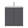 AquaSure Fluted Waterproof PVC Vanity Unit Satin Anthracite - 800mm with Chrome Handles