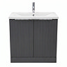 AquaSure Fluted Waterproof PVC Vanity Unit Satin Anthracite - 800mm with Chrome Handles