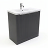 AquaSure Fluted Waterproof PVC Vanity Unit Satin Anthracite - 800mm with Chrome Handles