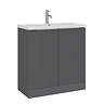 AquaSure Fluted Waterproof PVC Vanity Unit Satin Anthracite - 800mm with Chrome Handles