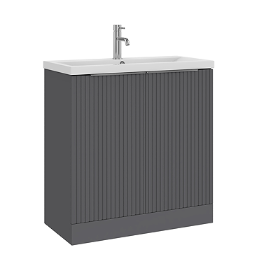 AquaSure Fluted Waterproof PVC Vanity Unit Satin Anthracite - 800mm with Chrome Handles