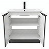 AquaSure Fluted Waterproof PVC Vanity Unit Satin Anthracite - 800mm with Matt Black Handles