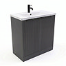 AquaSure Fluted Waterproof PVC Vanity Unit Satin Anthracite - 800mm with Matt Black Handles
