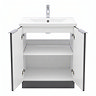 AquaSure Fluted Waterproof PVC Vanity Unit Satin Anthracite - 600mm with Chrome Handles