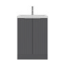 AquaSure Fluted Waterproof PVC Vanity Unit Satin Anthracite - 600mm with Chrome Handles