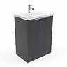 AquaSure Fluted Waterproof PVC Vanity Unit Satin Anthracite - 600mm with Chrome Handles