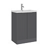 AquaSure Fluted Waterproof PVC Vanity Unit Satin Anthracite - 600mm with Chrome Handles