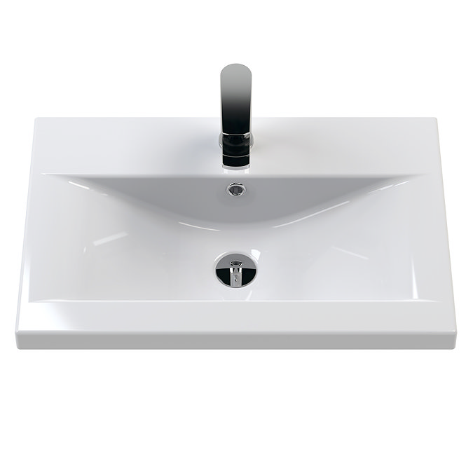 AquaSure Fluted Waterproof PVC Vanity Unit Satin White - 600mm with Brushed Brass Handles