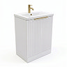 AquaSure Fluted Waterproof PVC Vanity Unit Satin White - 600mm with Brushed Brass Handles