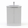 AquaSure Fluted Waterproof PVC Vanity Unit Satin White - 600mm with Chrome Handles
