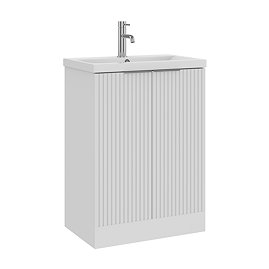AquaSure Fluted Waterproof PVC Vanity Unit Satin White - 600mm with Chrome Handles