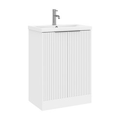 AquaSure Fluted Waterproof PVC Vanity Unit Satin White - 600mm with Chrome Handles