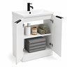 AquaSure Fluted Waterproof PVC Vanity Unit Satin White - 600mm with Matt Black Handles