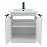 AquaSure Fluted Waterproof PVC Vanity Unit Satin White - 600mm with Matt Black Handles