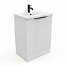 AquaSure Fluted Waterproof PVC Vanity Unit Satin White - 600mm with Matt Black Handles