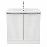 AquaSure Fluted Waterproof PVC Vanity Unit Satin White - 800mm with Chrome Handles