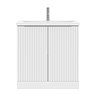 AquaSure Fluted Waterproof PVC Vanity Unit Satin White - 800mm with Chrome Handles