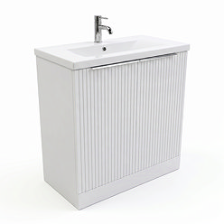 AquaSure Fluted Waterproof PVC Vanity Unit Satin White - 800mm with Chrome Handles